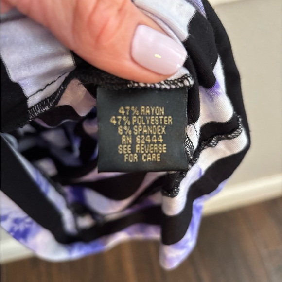 Nicole Miller Artelier Striped Ruched Dress Purple Splash Dye Stripe size Medium - Picture 3 of 5